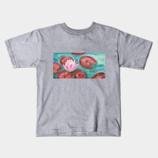 waterlily in a pond, watercolor Kids T-Shirt